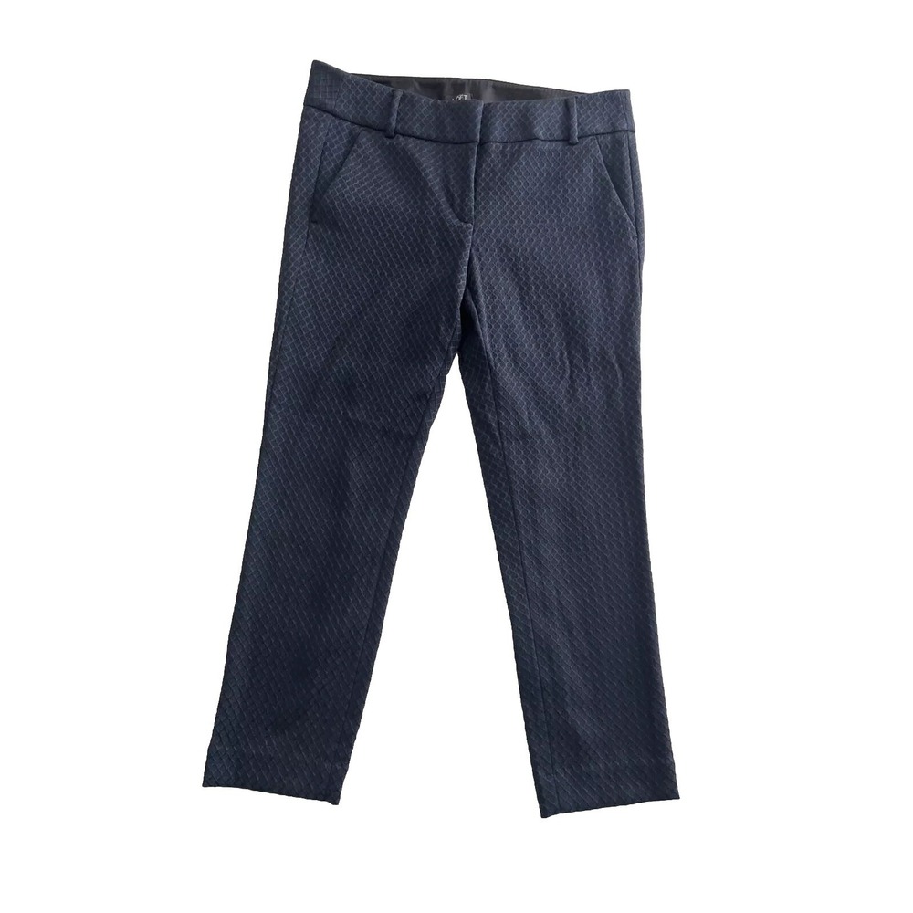 Ann Taylor LOFT Size 8‎ Marisa Skinny Blue Metallic Shiny Patterned Ankle Pants